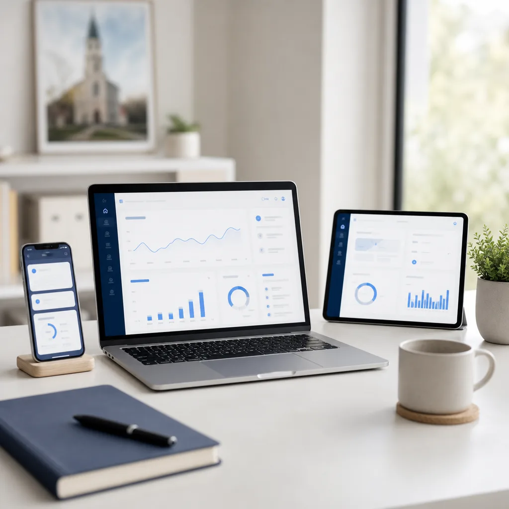 GraceNexa dashboard displayed across a laptop, tablet, and phone